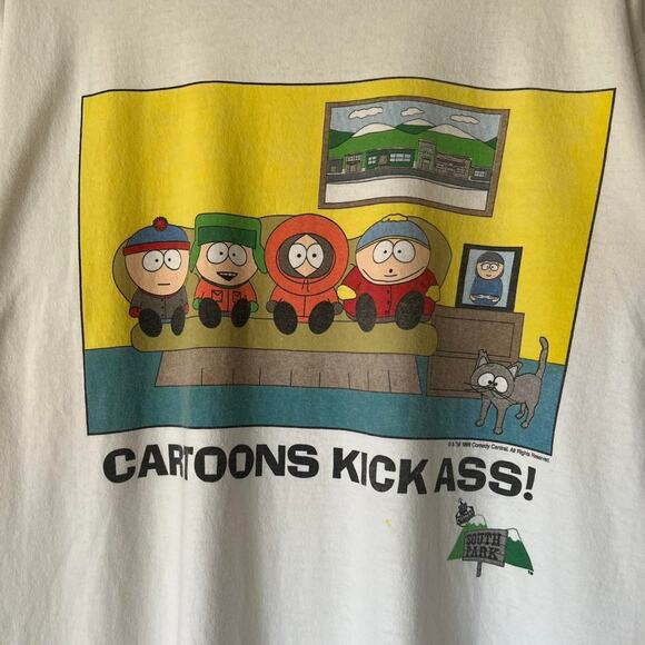 90s South Park “Cartoons Kick Ass!!” T-Shirt Size L - Picture 3 of 8